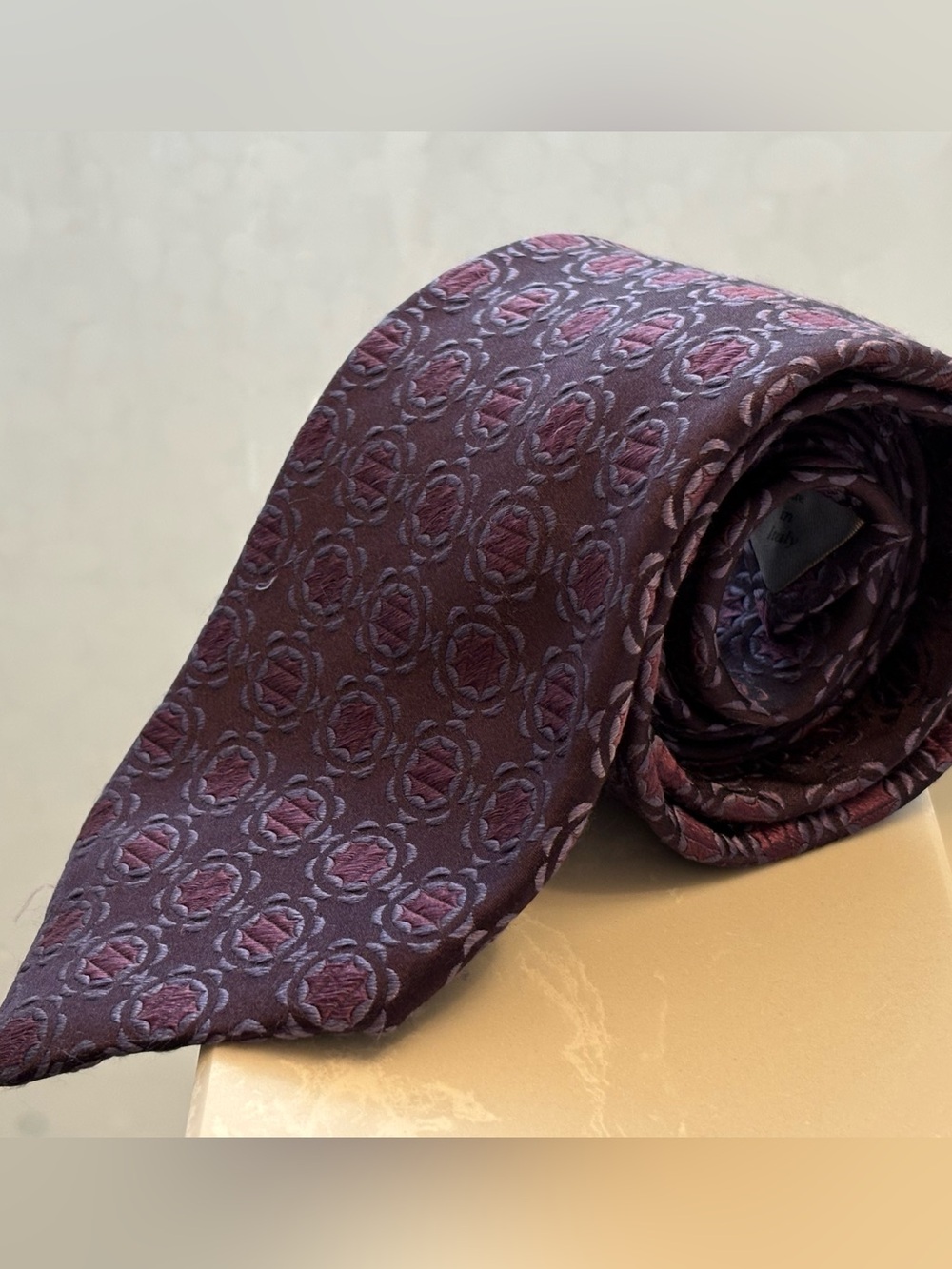 Tino Cosma Men's Patterned Plum Silk Tie